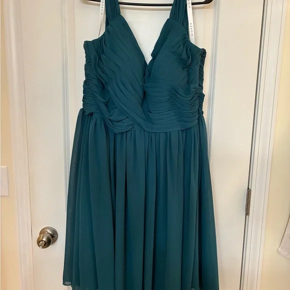 Azazie | Dresses | Azazie Teal Pleated Prom Dress | Poshmark